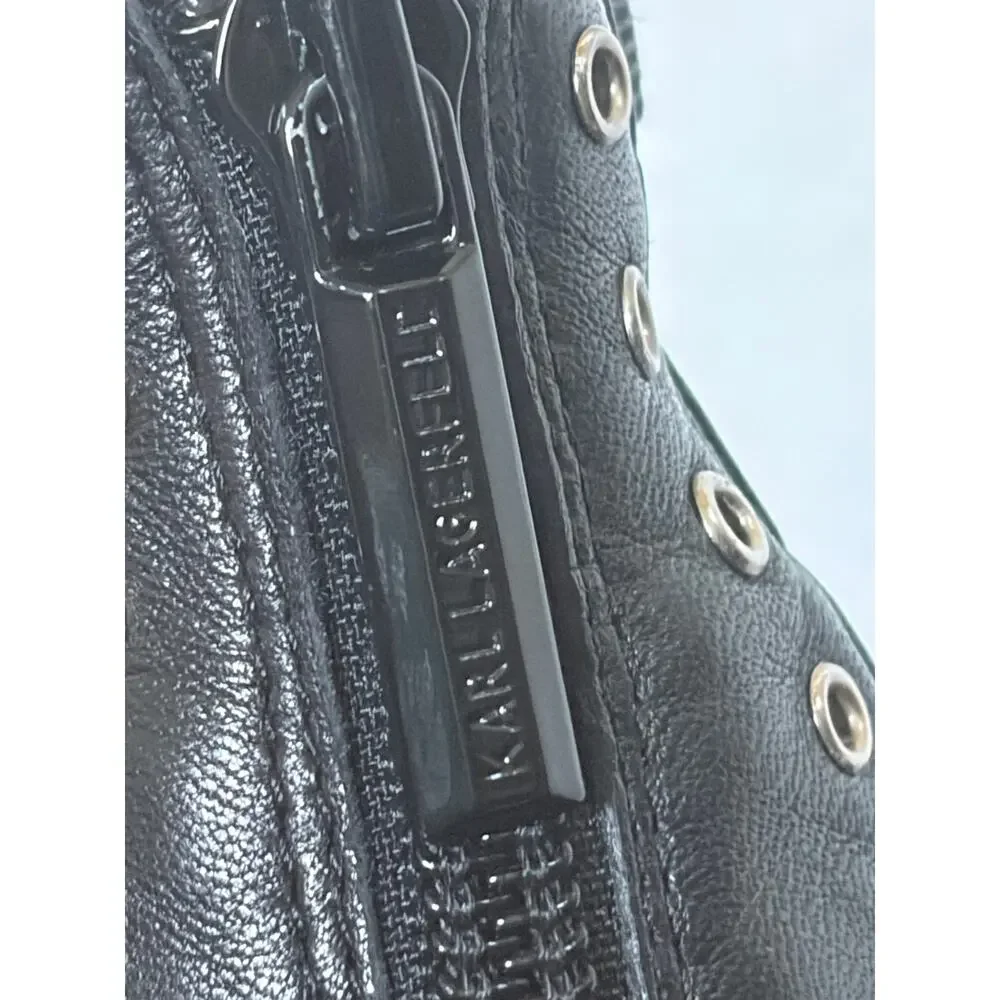 Karl Lagerfeld Paris Avril Black Studded Strappy Pointed Heel Size 7